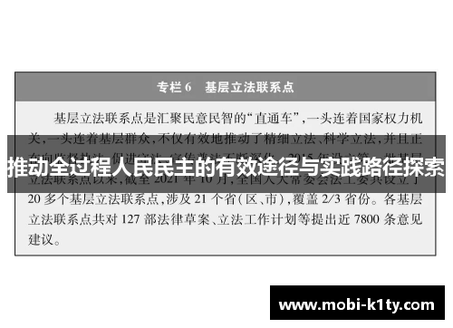 推动全过程人民民主的有效途径与实践路径探索